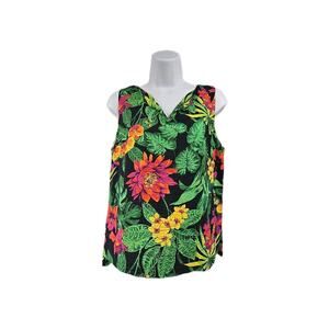 Panama Jack Womens Tank Top Floral Hawaiian Tropical Print Resort Beach Size M